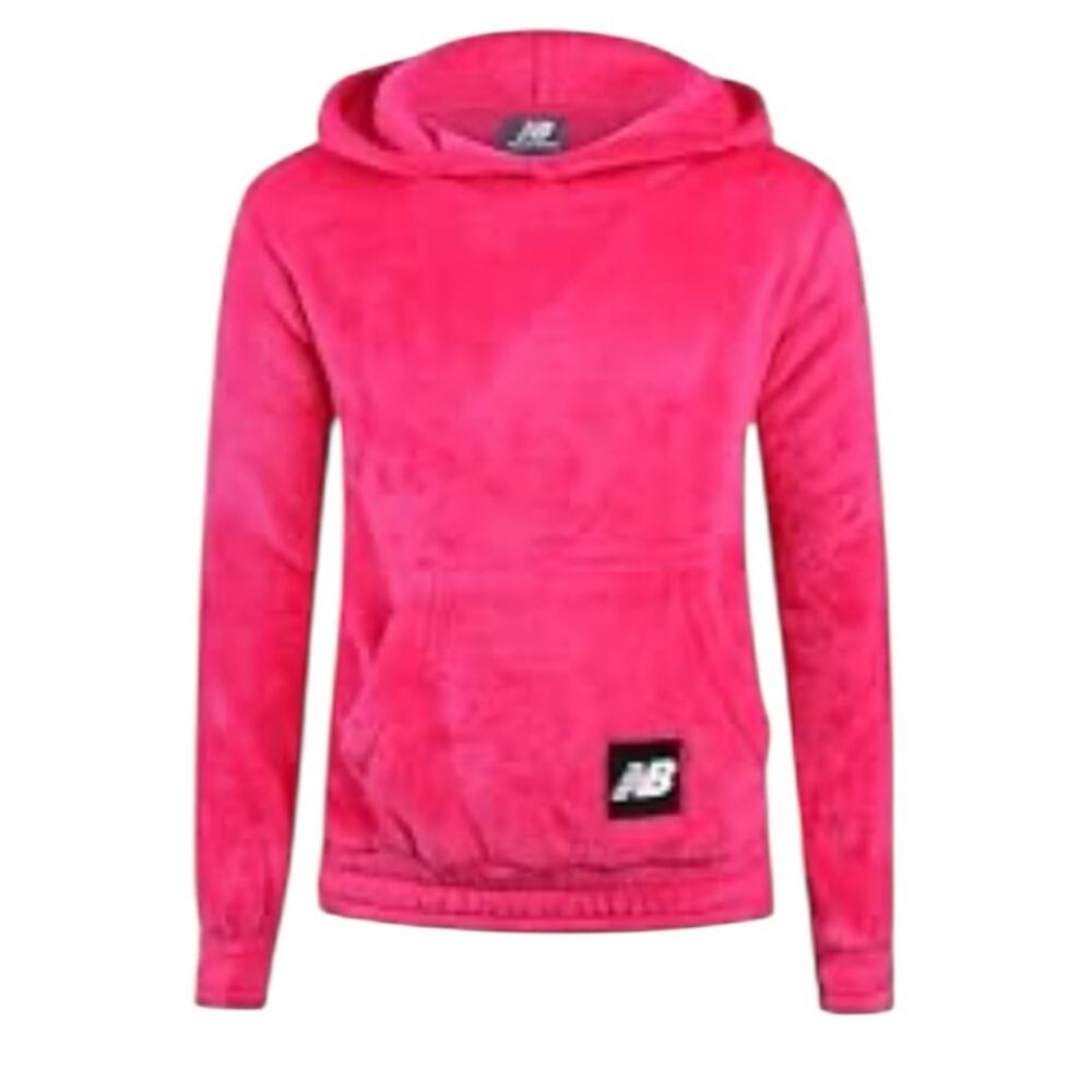 New Balance Girls Ultra Soft Plush Cozy Pullover Hooded Sweatshirt Size Medium